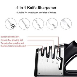 4 in 1 Kitchen Scissor and Knife Sharpener Diamond Tungsten Steel Manual Knife Sharpeners Professional Chef's Knife Accessories