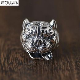 100% 925 Silver Dog Ring REAL Sterling Man Doghead Cool Hiphop Jewelry240412