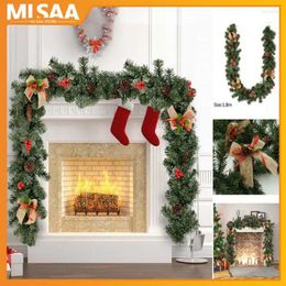 Decorative Flowers Christmas Wreath Rattan Artificial Vine Hanging Floral Garland Decorations 2024 For Home Xmas Fireplace Door Decor