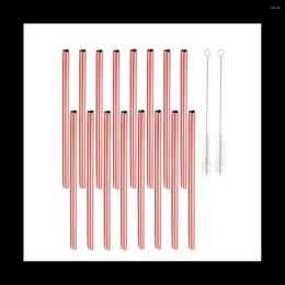 Disposable Cups Straws Reusable 16 Pack Stainless Steel Drinking Heart Shaped Metal Straw Bulks With 2 Cleaning Brushes