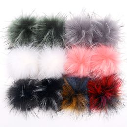 10cmHandmade DIY Hairball Hat Beanie Balls Faux Fur Pom Pom Wool Ball With Buckle Bags Accessories Female Winter Caps