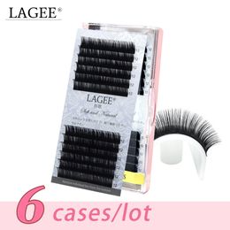 LAGEE 6cases/lot All Size Eyelash Extensions Individual Premium Faux Mink Synthetic Fake False Eyelashes soft and natural 240407