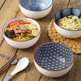 Bowls Household Rice Bowl Ramen Japanese Ceramic Restaurant Tableware 6-inch Nordic Style Net Red Creative Relief