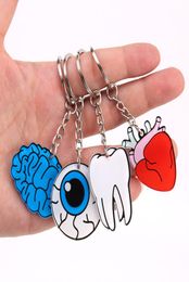 New Organ Heart Keychain Brain Eyes Tooth Key Chain Women and Men Cute Anime Cartoon Kids Key Ring Gift Porte Clef1650387