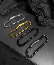 GX1137 6mm 8 inch Silver Gold black Stainless Steel Square Link Chain Bracelet Bangle Hiphop Punk Mens Gifts6432022