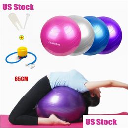 Yoga Balls Us Stock 65Cm Sports Fitness Bola Pilates Gym Sport Fitball With Pump Exercise Workout Mas Ball Fy8051 Drop Delivery Outd Dhdkc