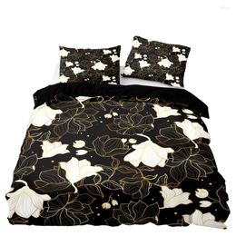 Bedding Sets Elegant Black Duvet Cover Recommend Set With Pillowcase White Print For Double Twin Size