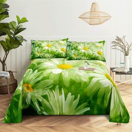 Green Sunflower Queen Sheet Set Girl Lovers Room Rose Bedding Set Bed Sheets and Pillowcases Bedding Flat Sheet Bed Sheet Set