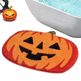 Carpets Cartoon Cute Ghost Faced Pumpkin Shape Carpet Halloween Atmosphere Decoration Bathroom Water Absorbing Thickened Flocked Doormat