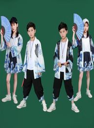 Ethnic Clothing Printing Japanese Style Kimono Tops Children Dance Clothes Summer Cardigan Kids Streetwear Street Catwalk Costumes4602737