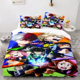 New Anime My Hero Academy Bedding Set Anime Characters Duvet Cover Set 3D Quilt Bed Set Queen King Size Kids Boys Home Textile