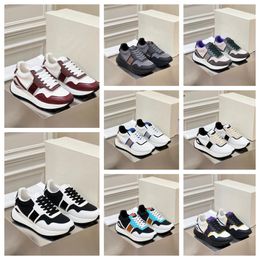 New Multi material patchwork of cowhide with contrasting Colours men women thick soled lace up blue white sports fashionable and versatile casual shoes