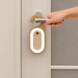 Body Sensor Light Message Board Wooden Soft Light Night Light Creative Hook Bedside Kitchen Cabinet USB Charging Night Light