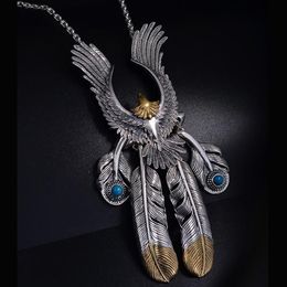 Chains Angel's Wish Goro Takahashi Style Silver Feather Long Necklace Star Same Eagle Male Personality2980
