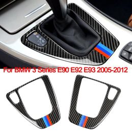 Car Interior Centre Control Gear Shift Panel Cover Stickers LHD RHD Carbon Fibre Car Accessories For BMW E90 E92 E93 3 Series8650523