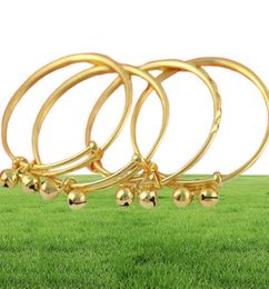 Jewelry Baby Bells Bracelet Bangles 24K Yellow Gold Color Bangles Bracelet for Babies Kids 2625165