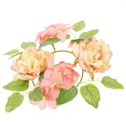 Candle Holders Peony Flower Wreaths Rings Wedding Table Centrepiece Party Decoration Garland