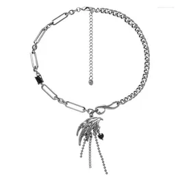 Pendant Necklaces Eetit Personality Vintage Glass Tassel Collar Chain Necklace Fashion Chic Zinc Alloy Copper Versatile Neck Jewellery Gift