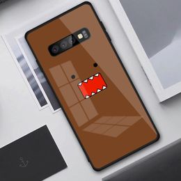 Cute Domo Funny-kun Phone Case For Samung Galaxy S23 S22 S21 Pro Ultra M14 A14 A34 A54 A13 A33 A53 Black PC Glass Phone Cover