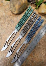New Theone Balisong Orca Killer Whale Butterfly Training Trainer Knife D2 Blade Fixed Titanium Handle Jilt Swing Knife Triton Squi1002249