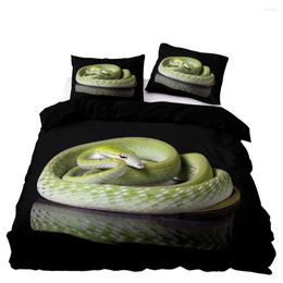 Bedding Sets Soft Green Snake Print 3 Pieces 1 Duvet Cover 2 Pillowcases Single Double Twin Full Size Home Textiles