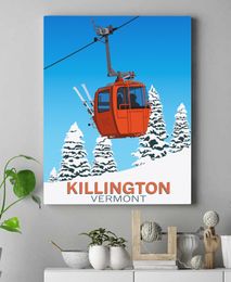 Around The World Ski Resort Poster Ski Snowboard Snowfield Cable Car Canvas Painting Wall Art for Room Home Decor Ski Gifts