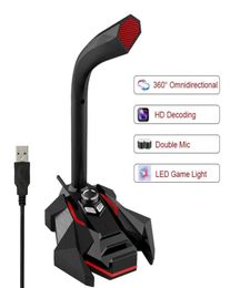 Dynamic Wired Microphone USB Studio Gaming 360 Omnidirectionnel PC Microphone for Computer Desktop Professional Dual Mic LED5095367