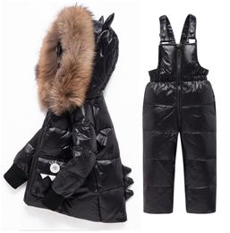 OLEKID Winter Boy Down Jacket Cartoon Dinosaur Real Fur Baby Boy Snowsuit 15 Years Kids Girl Coat Infant Jumpsuit Overalls 2011023592368