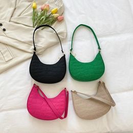 Evening Bags Trendy Solid Color Underarm Bag Stylish Zipper Crescent Women's Faux Leather Shoulder