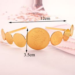 Copper Gold Plated Hairwear Rose Flower Tiaras and Crowns for Girls Middle East Arabic Wedding Hair Accessories Bridal Headpiece