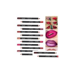 Ołówki do ust 12 kolorów/działka wodoodporna liniowiec Zestaw Lipliner Contour Mat Lipstick Pen Długotrwałe retro czerwony kropla Zdrowie OTUG4