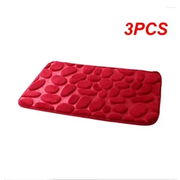 Carpets 3PCS Cobblestone Embossed Bathroom Bath Mat Non-slip In Wash Basin Bathtub Side Floor Rug Shower Room Doormat Memory