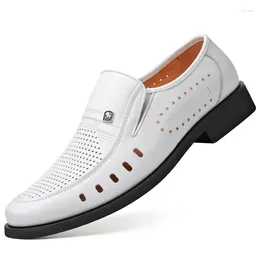 Casual Shoes 2024 Spring Summer Men Brogues Genuine Leather Mens Breathable Brand Male Footwear Black White KA4499