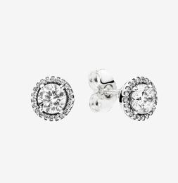 Big CZ Diamond Wedding Earrings Women Summer Jewellery for 925 Sterling Silver Round Sparkle Halo Stud Earrings with Original box4471326