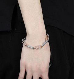7 8 inches 1cm iced out chains bracelets for men luxury designer bling diamond paper clip bracelet gold silver cuban link chain je5632027