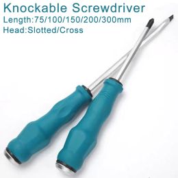 1PCS Magnetic Knockable Screwdriver Multifunctional Flat Head Slotted Cross Screwdriver Household Manual Screw Drive Tool