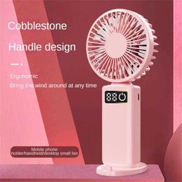 Electric Fans 2023 New Fan Portable Digital Display Handheld Fan Office Desktop Silent Multifunctional Electric Fan with Mobile Phone Holder