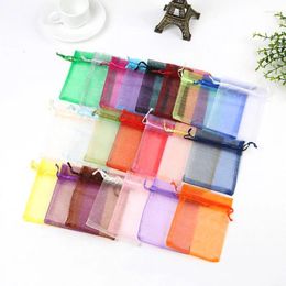 Jewelry Pouches 50Pcs/pack Organza Bag Packaging Gift Candy Wedding Party Packing Drawable Gifts Bags & 5 7 9 12 10 15cm