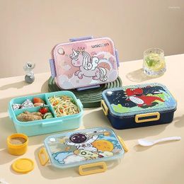 Dinnerware 1200ml Cute Lunch Box For Kids Girls Boys With 3 Compartments Bento Lunchbox School Child Leakproof Children's Snack Boxes