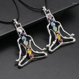 Decorative Figurines Natural Topaz Gemstone Hand Polished Made Seven Chakras Alloy Pendant For Body Decoration