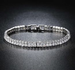 2021 Luxury Princess Cut 18cm 925 Sterling Silver Bracelet Bangle for Women Anniversary Jewelry Whole Moonso S57763288931