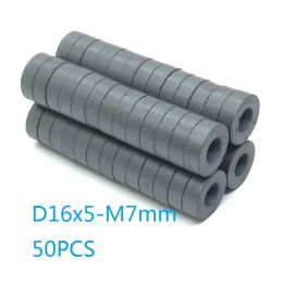 50PCS/LOT Ring Ferrite Magnet 13*2 16*3 16*5 21*5 Hole M7 Black Round Speaker Y30 Magnets 13x2-7 16x3-7 16x5-7 21x5-7