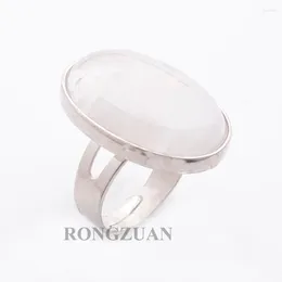 Cluster Rings Arrivals Women Finger Oval Natural Stone Cabochon Crystal Chakra Wedding Ring Fashion Jewellery Gift TX3082