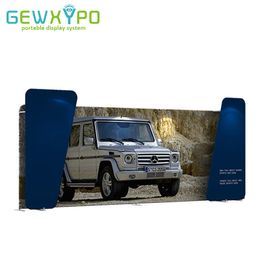 20ft Trade Show Booth Portable Straight Pillow Case Style Fabric Backdrop Display Stand With Two Overlap Advertising Banner Wall