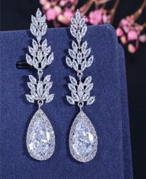 trendy dangle earring designer for woman long white red purple zirconia copper gold silver diamond earrings South American Wedding1246066
