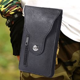 PU Leather Mobile Phone Bag Hasp Men Wallet Pouch with Belt Clip Cellphone Holsters for Working Running