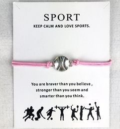 10pcslot Baseball Softball Charm Wax Cords Bracelets Sports Women Men Boys Girls Unisex Fashion Jewellery Friendship Jewellery Gift4502634