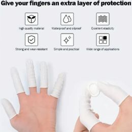 100PCS Disposable Finger Cots Cleaning Latex Non-slip Dustproof Gloves Safety Rubber Finger Cots Sets Nail Tool