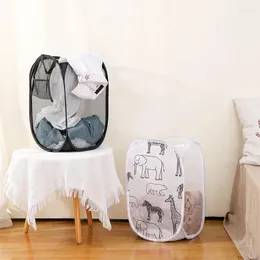 Laundry Bags Folding Basket Organiser For Dirty Clothes Bathroom Portable Mesh Storage Bag Household Wall Hanging