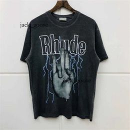 Essentialsweatshirts RHUDE T-shirts Men Women Japan Rh Hairstyle Print Top Tees Summer Style Rhude RHUDE T Shirt X0602 304